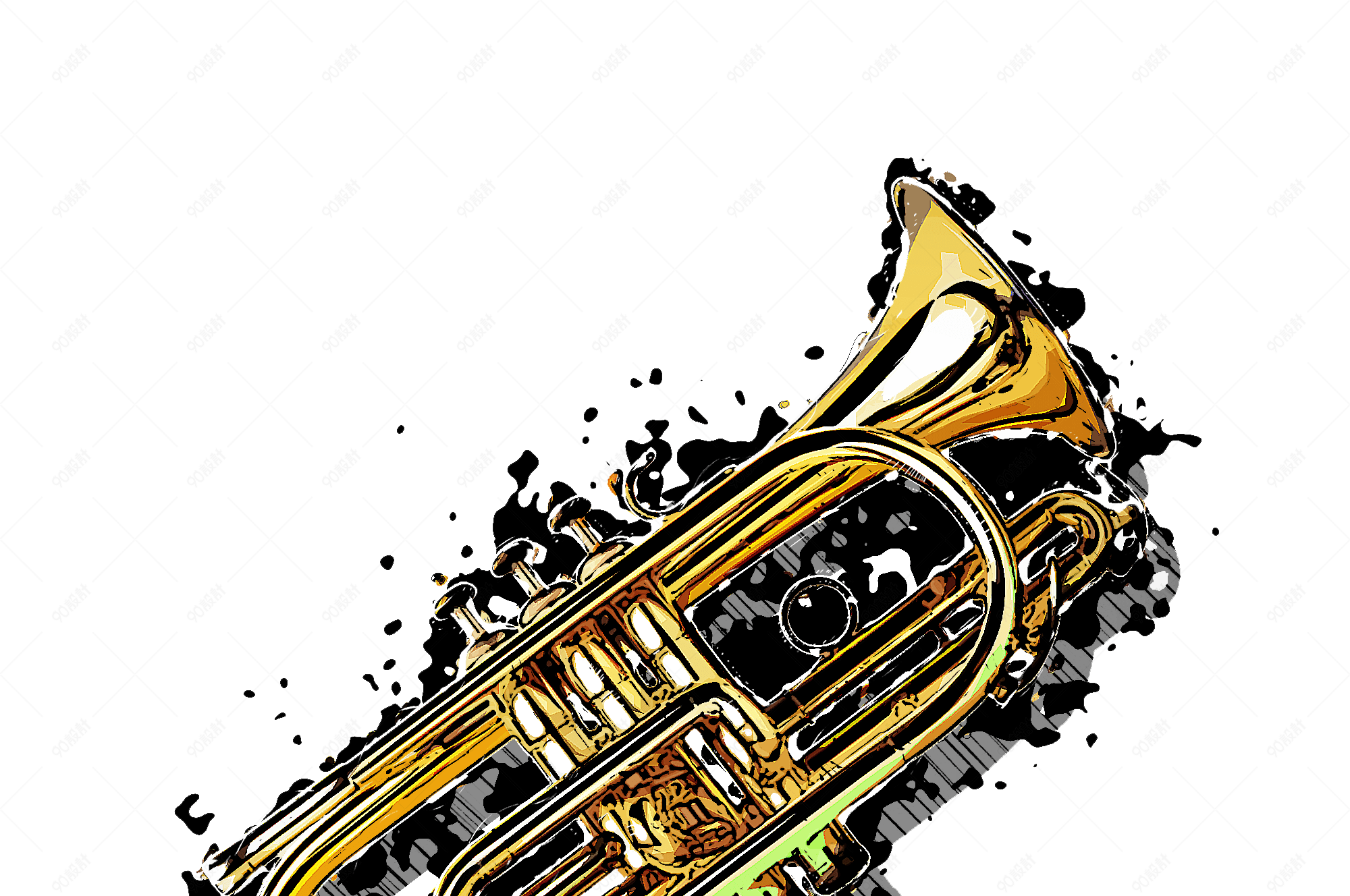 泼墨效果西洋乐器管乐乐器