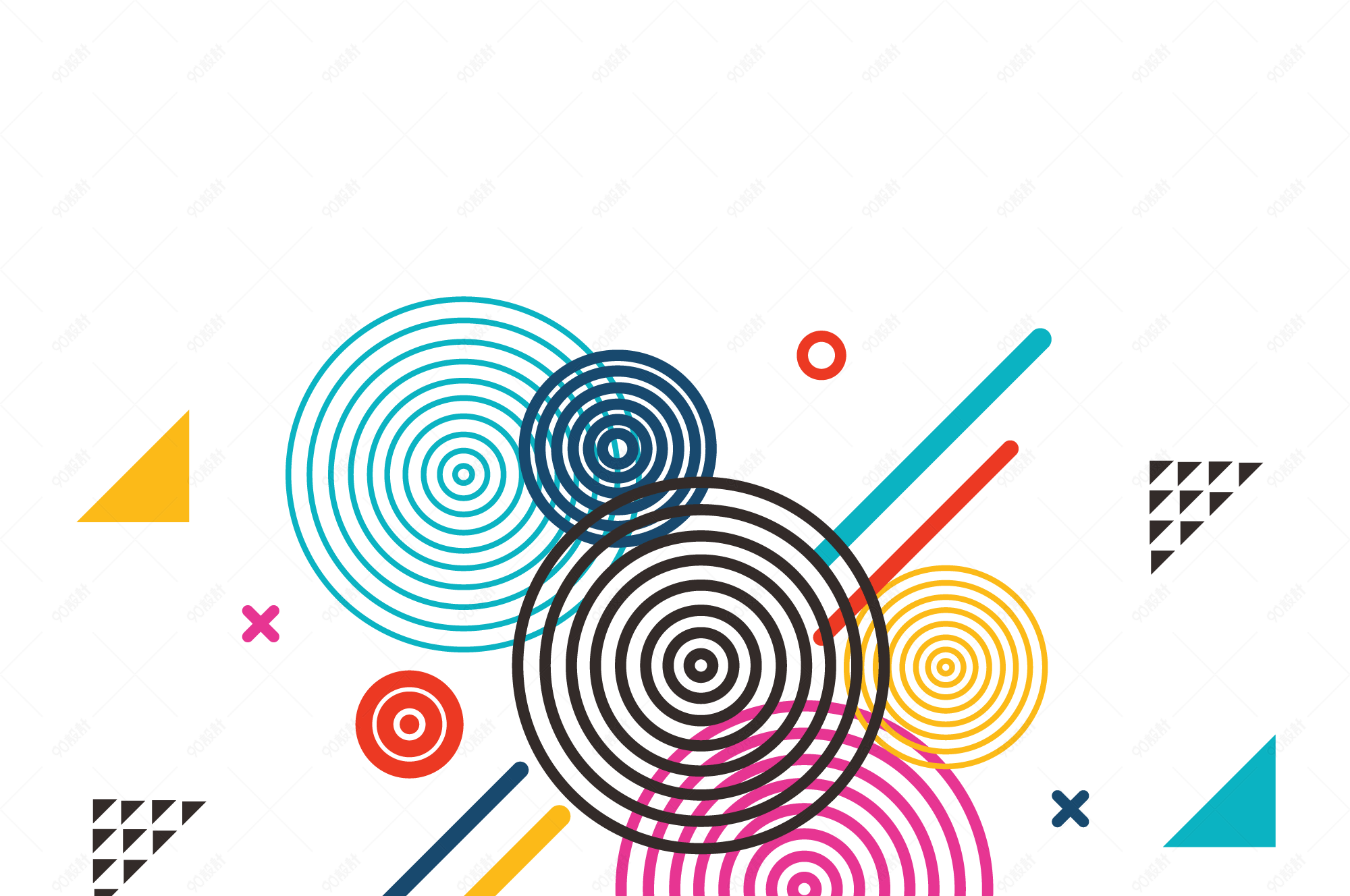 卡通圆圈炫酷图案装饰素材