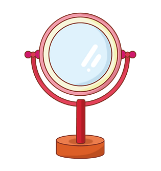 卡通女生粉色化妆镜