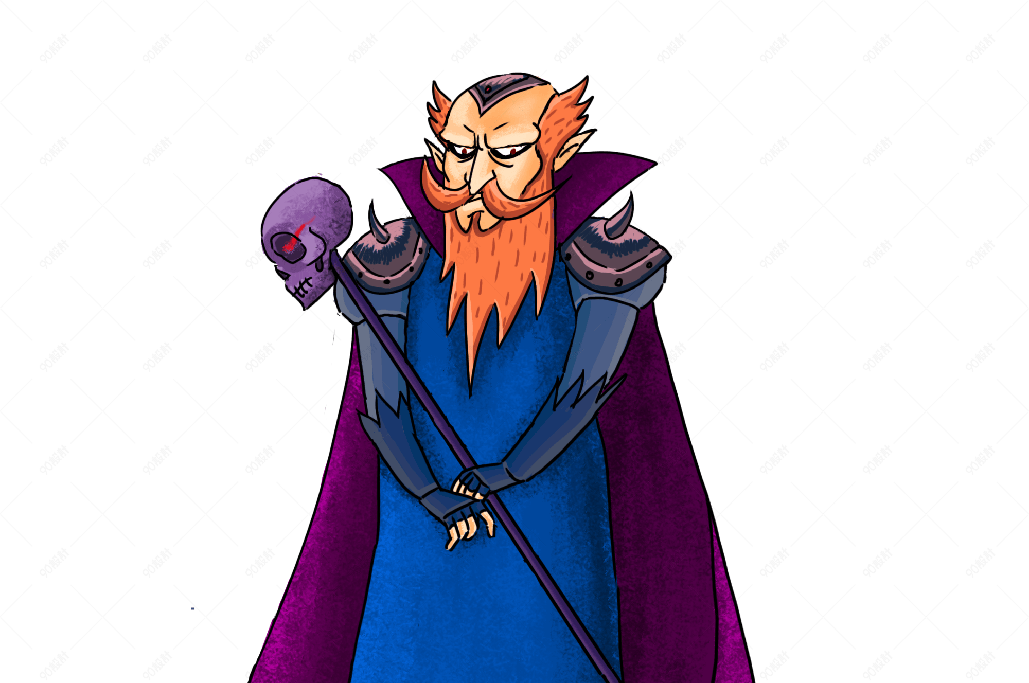 手绘黑巫师png素材