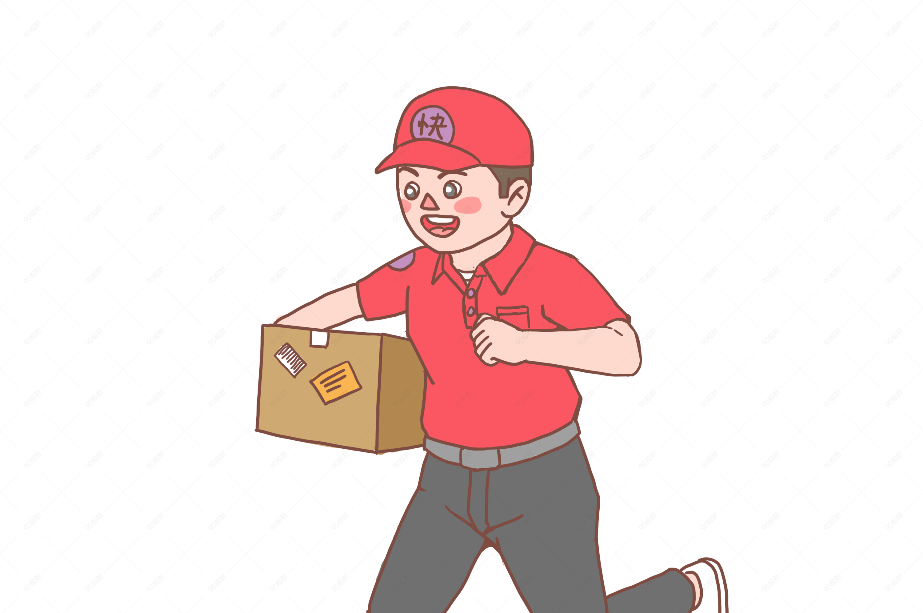 快递物流送货小哥手绘03