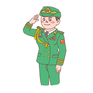 军人女军人敬礼手绘小清新
