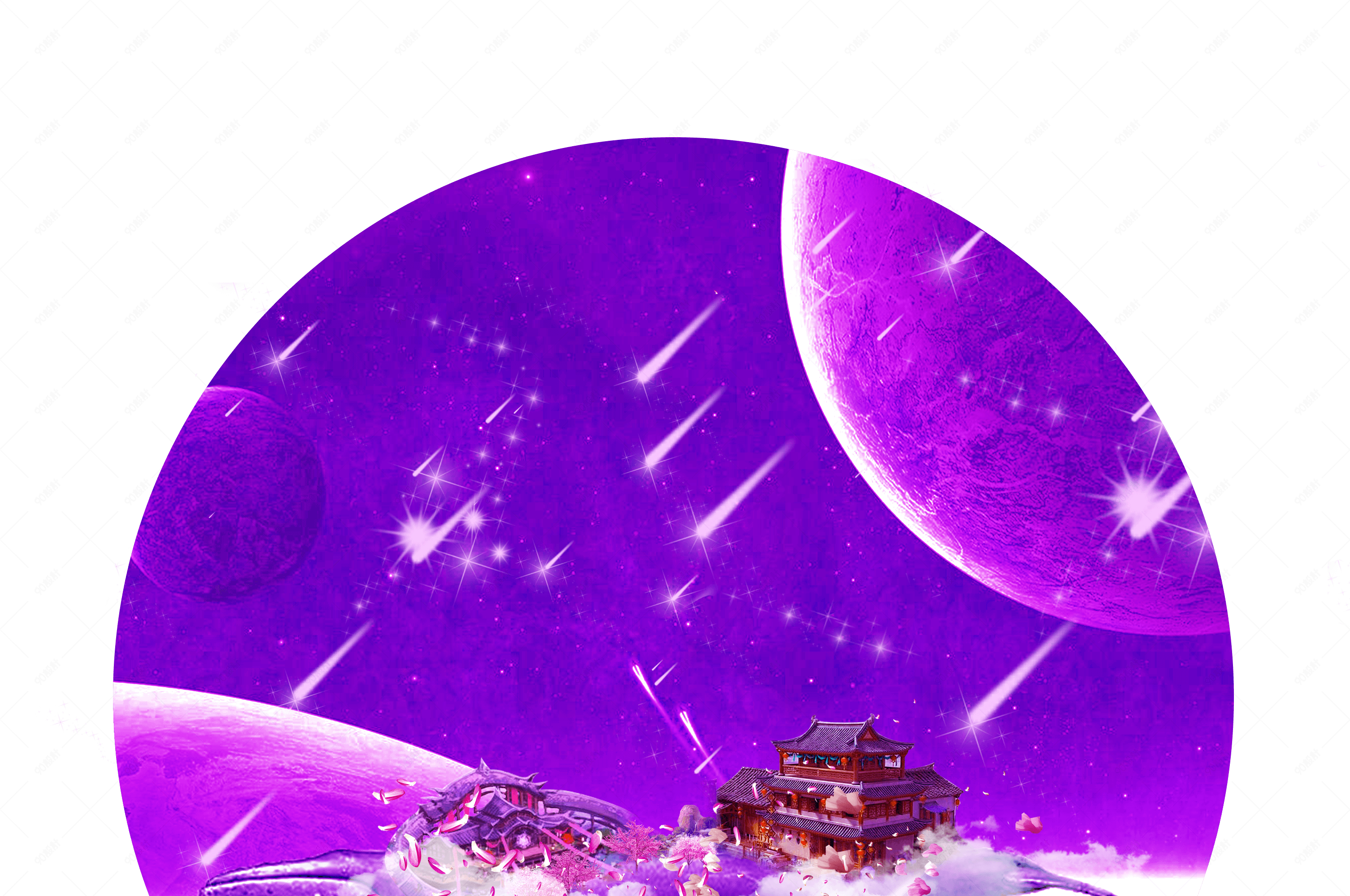 紫色梦幻鲸鱼星空游动