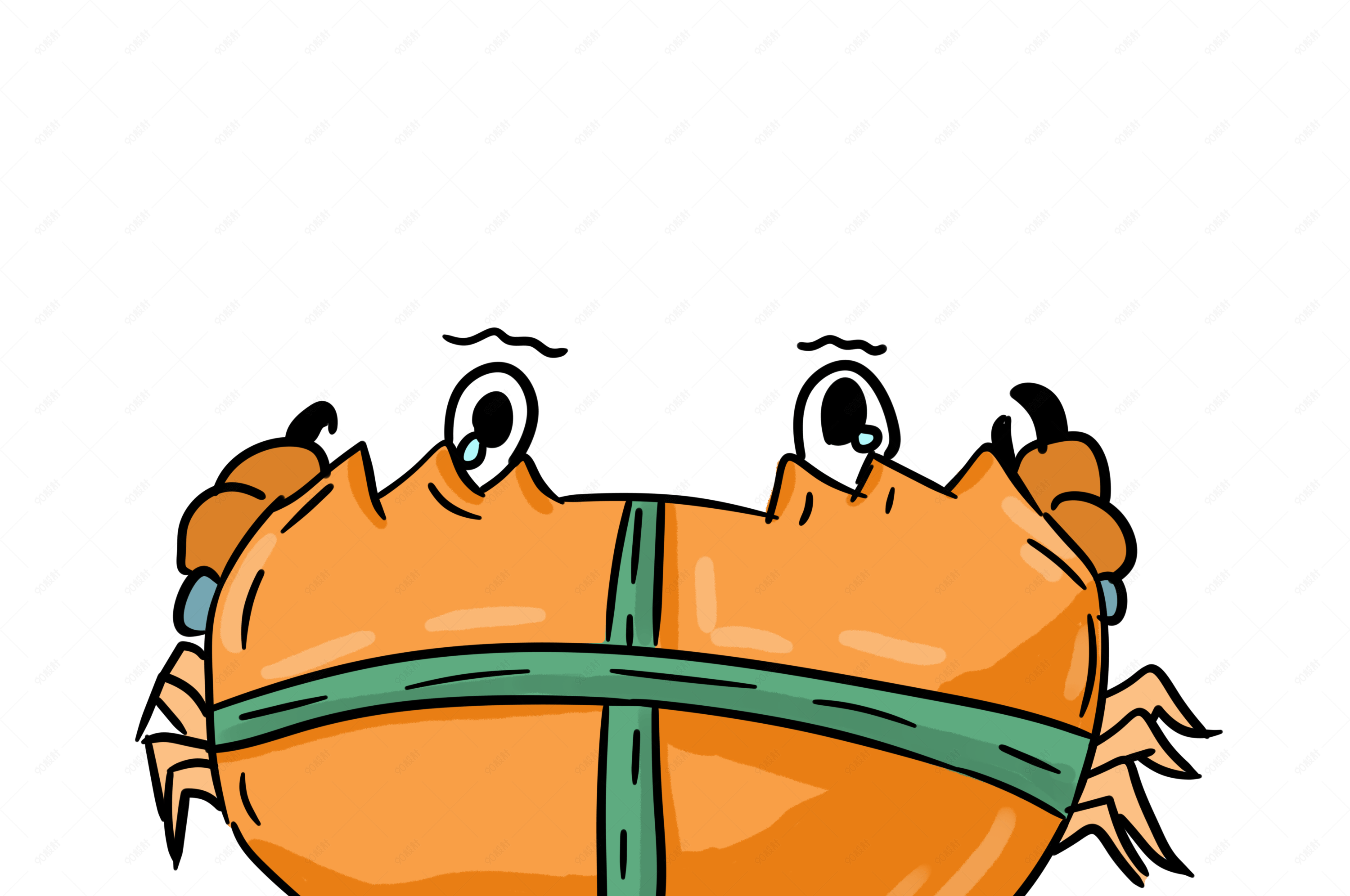 卡通捆绑螃蟹手绘插画贴图