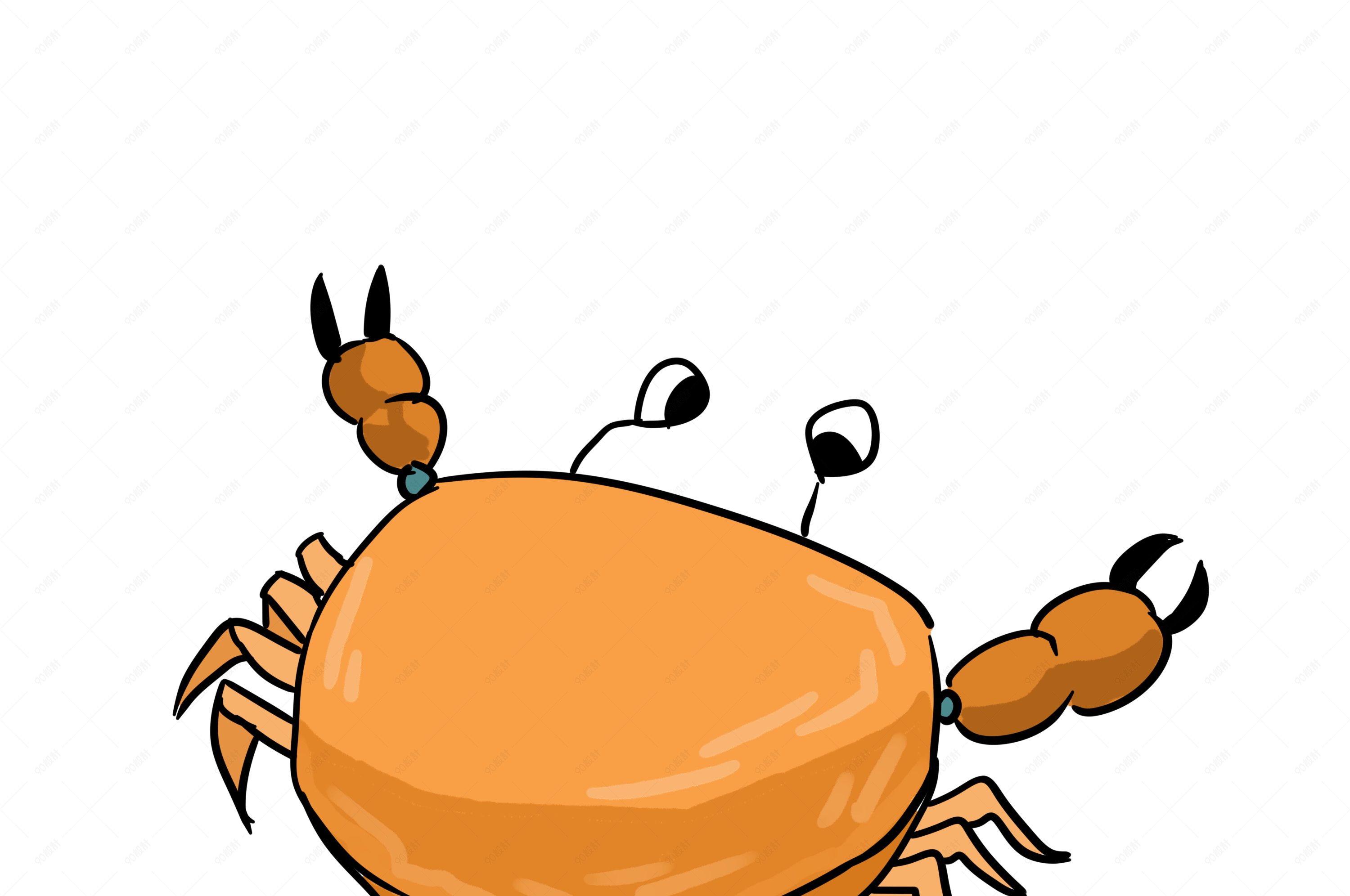 卡通爬行螃蟹手绘插画贴图