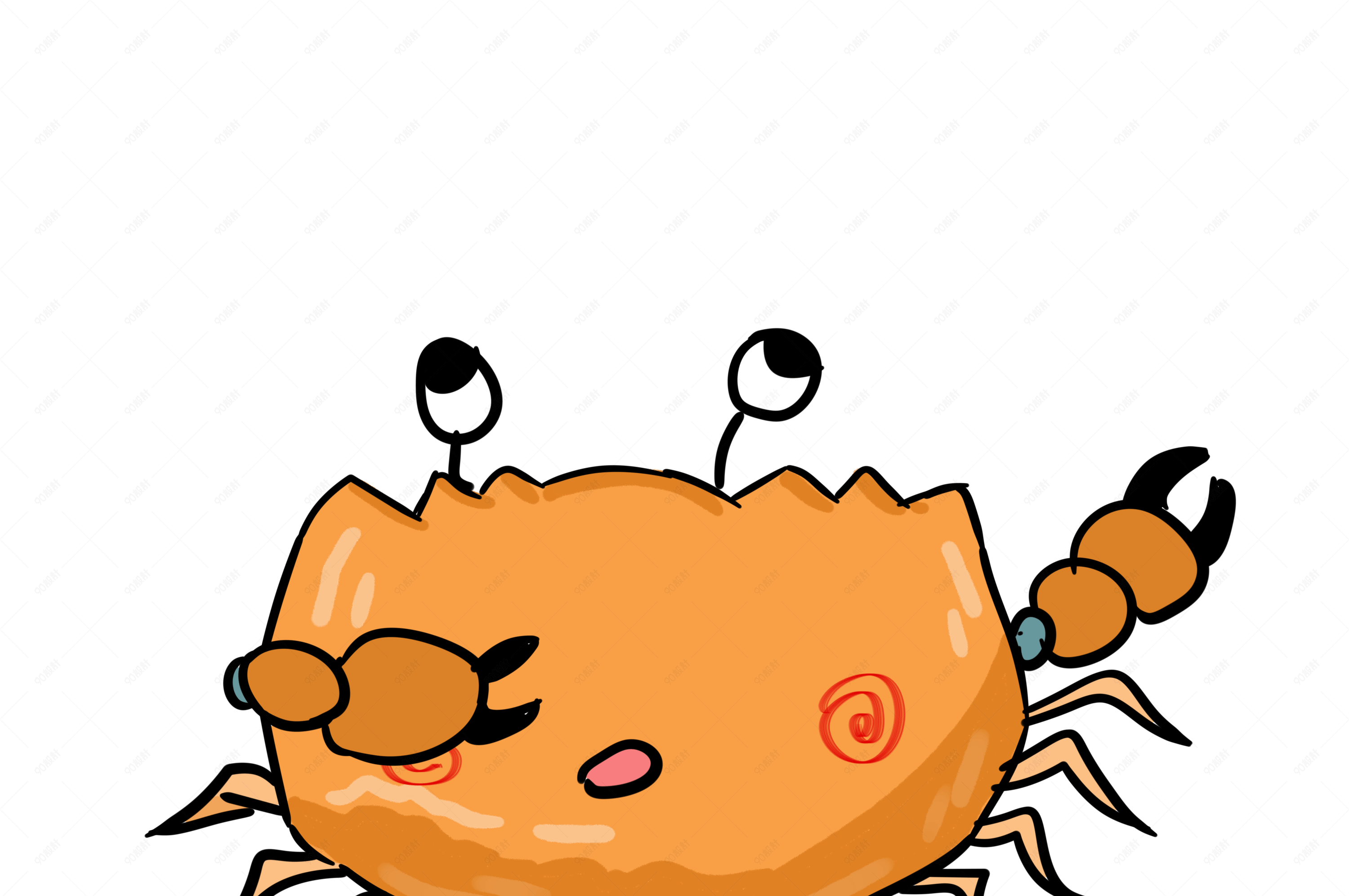 彩色手绘卡通螃蟹插画