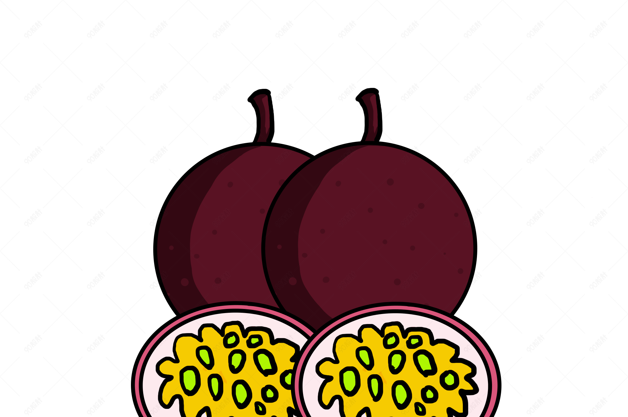 手绘水果百香果插画