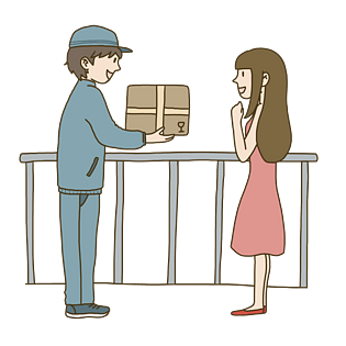 快递物流手绘卡通快递员送快递免抠元素下载