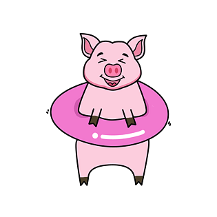 卡通手绘游泳的小猪