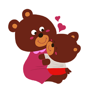 熊妈妈熊宝宝手绘插画