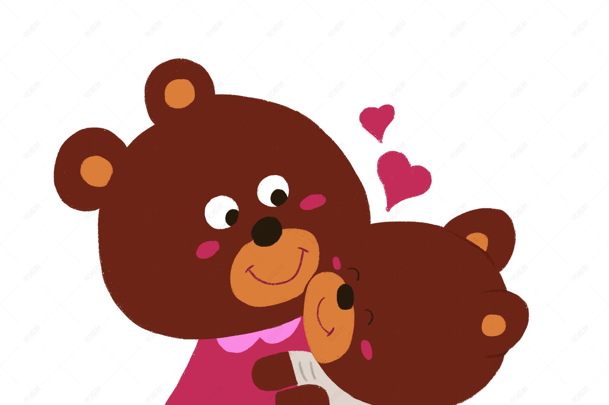 熊妈妈熊宝宝手绘插画