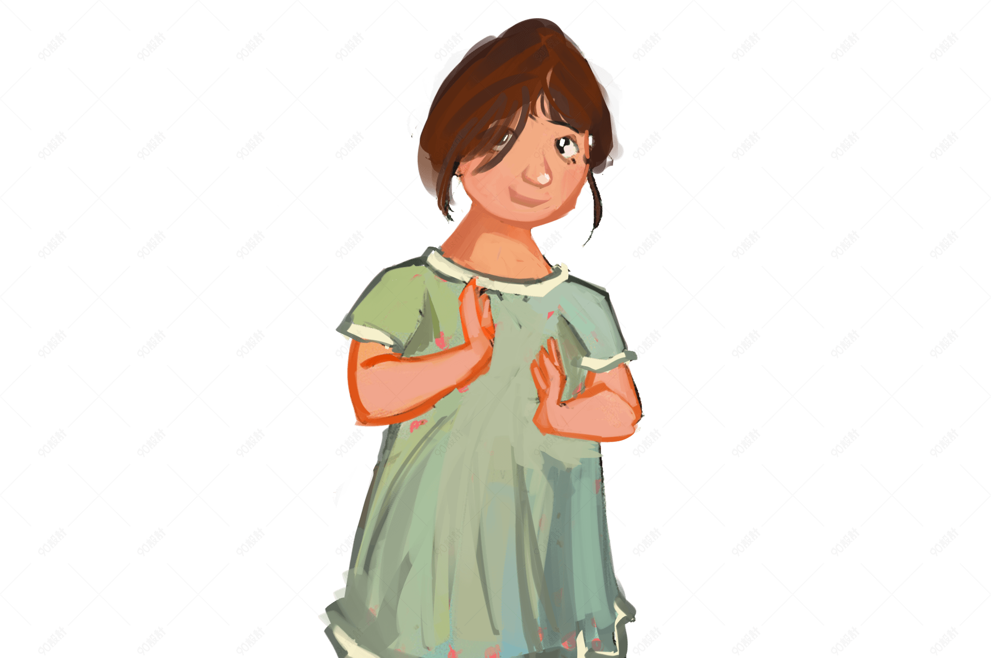 胖女生矢量插画png