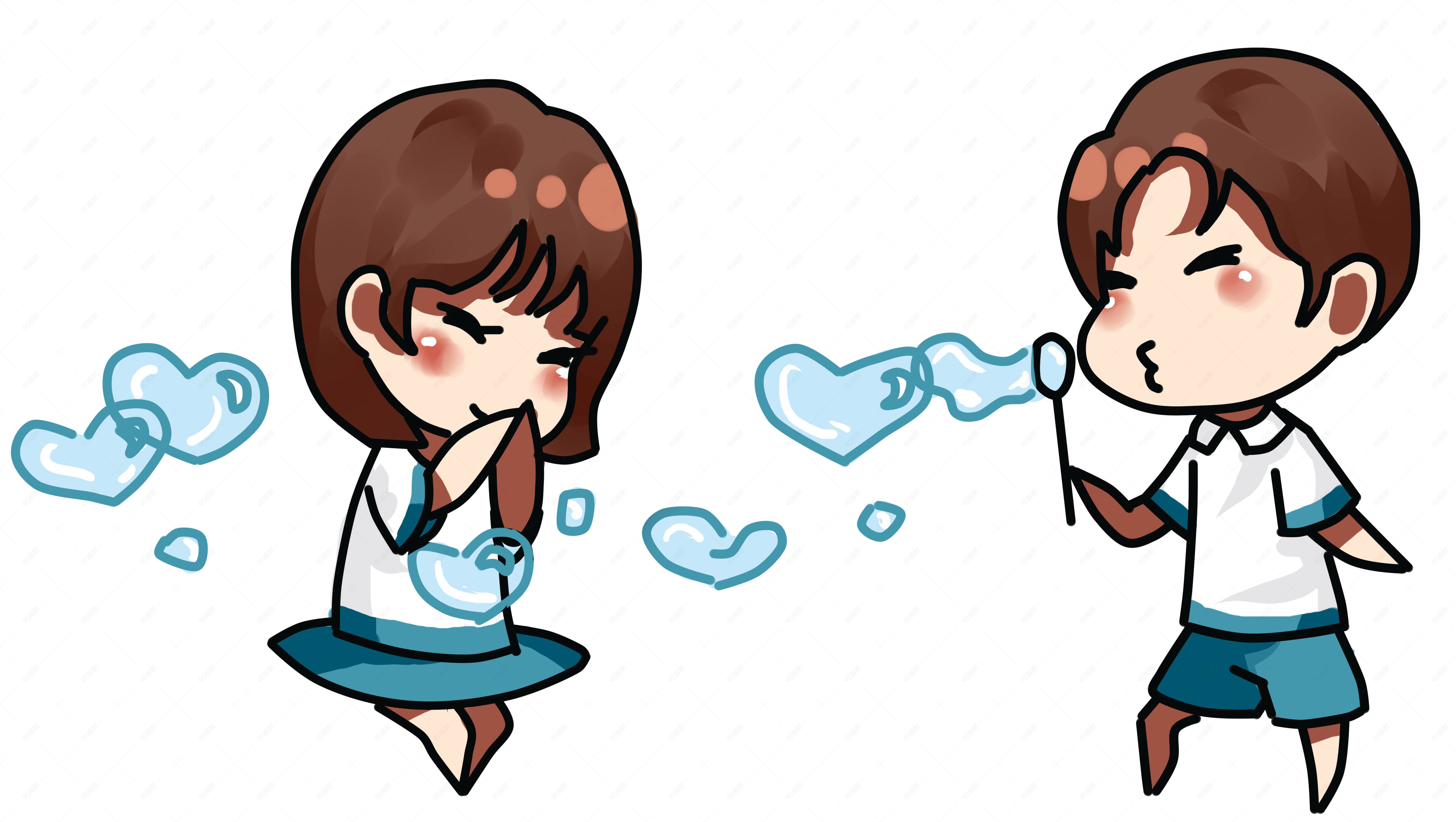 情人节情侣吹泡泡玩闹日常