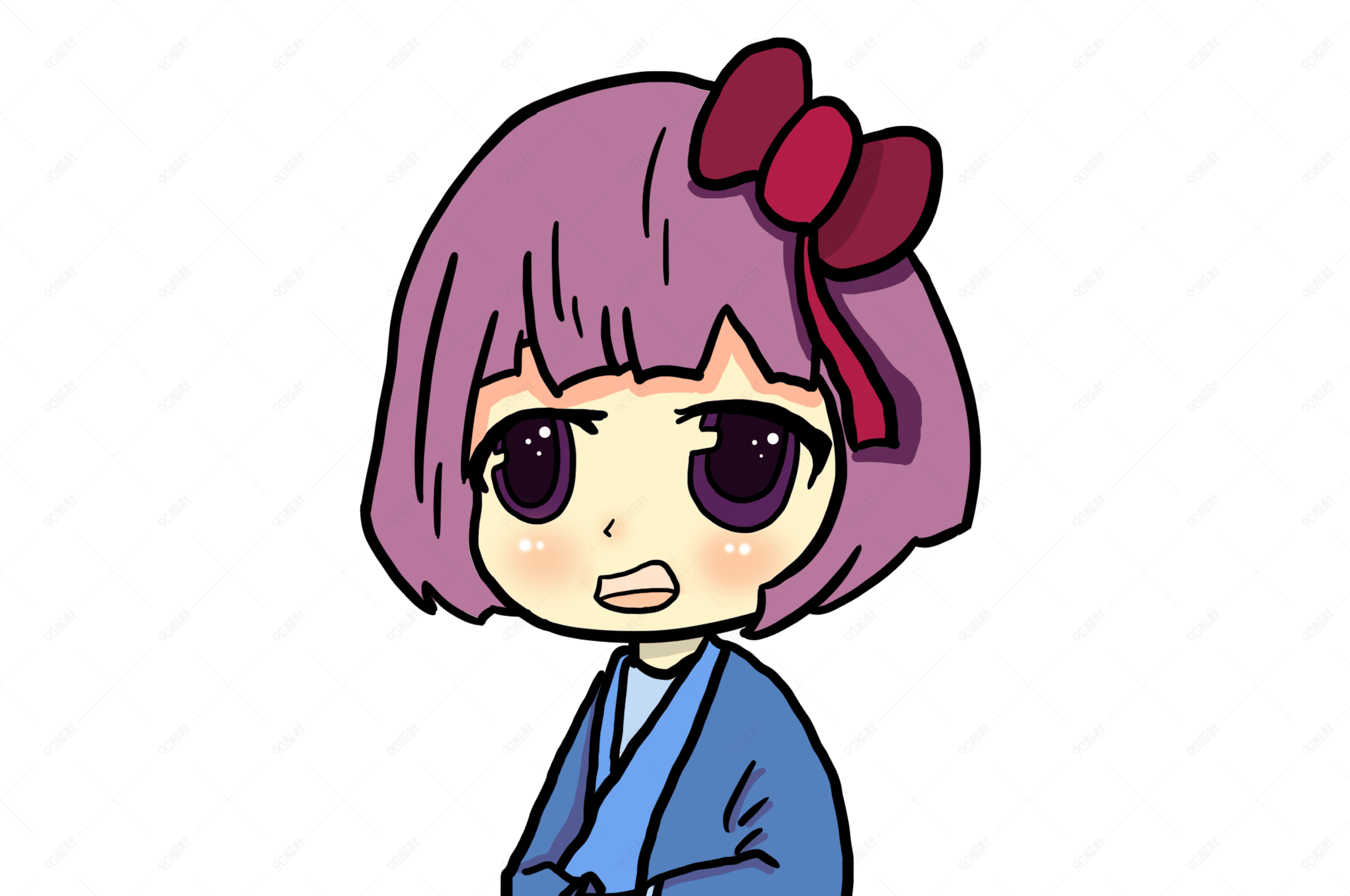 原创手绘q版日系萌妹png格式