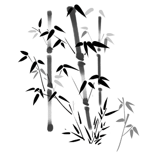 手绘水墨竹子插画