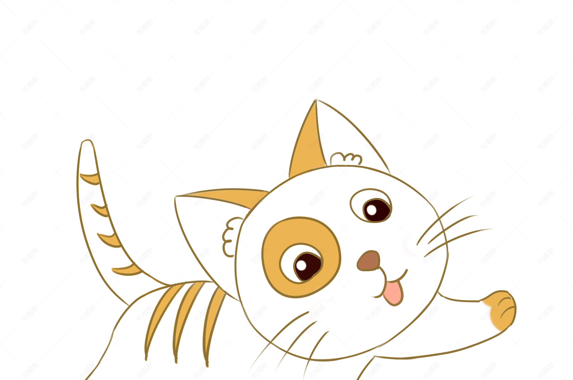 手绘可爱小花猫插画