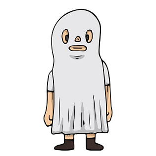 手绘萌系q版万圣节幽灵插画
