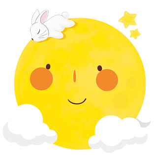 卡通月圆玉兔插画