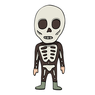 手绘萌系q版万圣节骷髅插画