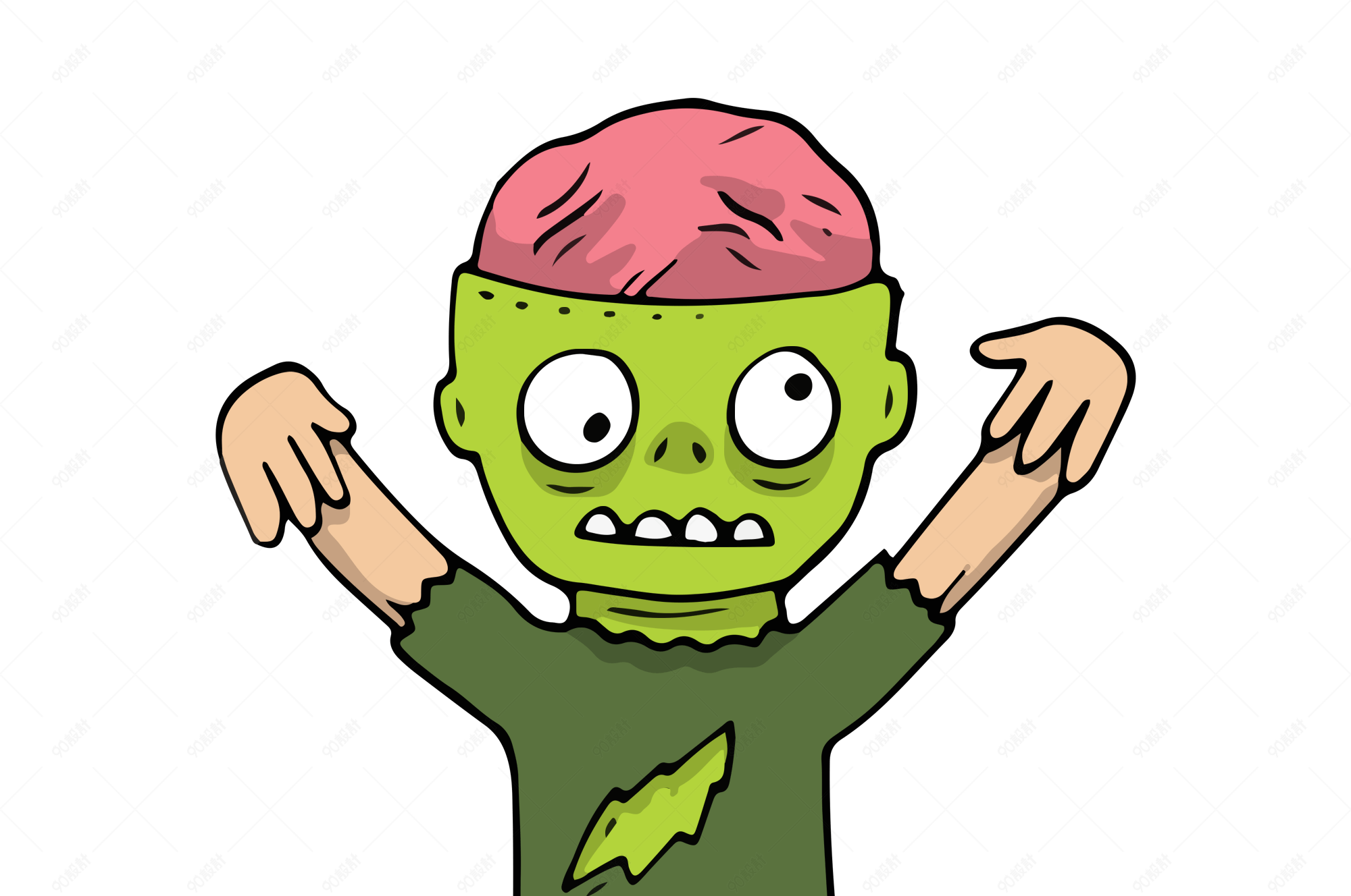 手绘萌系q版万圣节科学怪人插画