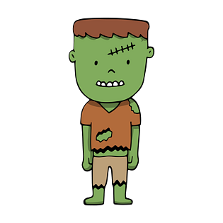 手绘萌系q版万圣节僵尸插画