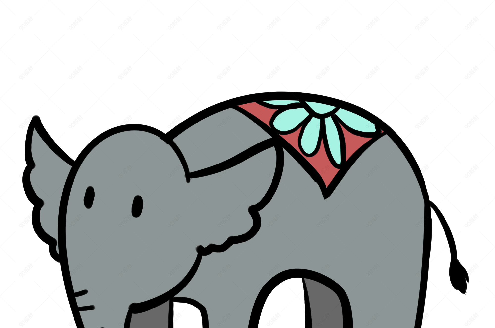 野生动物大象手绘插画