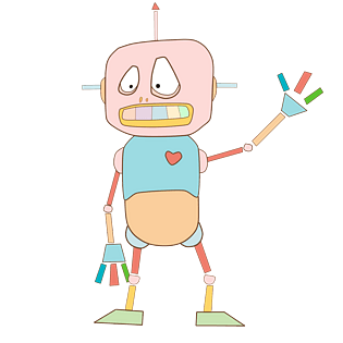 卡通跳舞机器人插画pngpsd2000*2000游乐场机器人主题插画pngpsd2000*