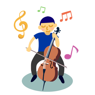 pngpsd2000*2000卡通大提琴pngpsd2000*2000抽象装饰风大提琴卡通png