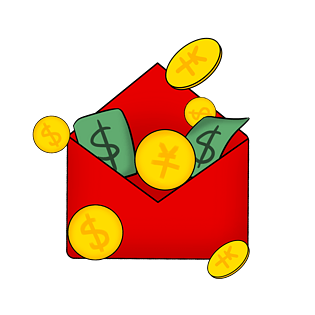 领红包金币钱币插画