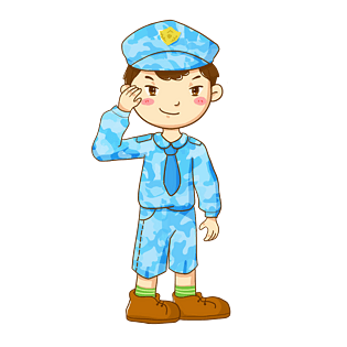 国庆节穿着蓝色迷彩服的军人敬礼免抠png素材