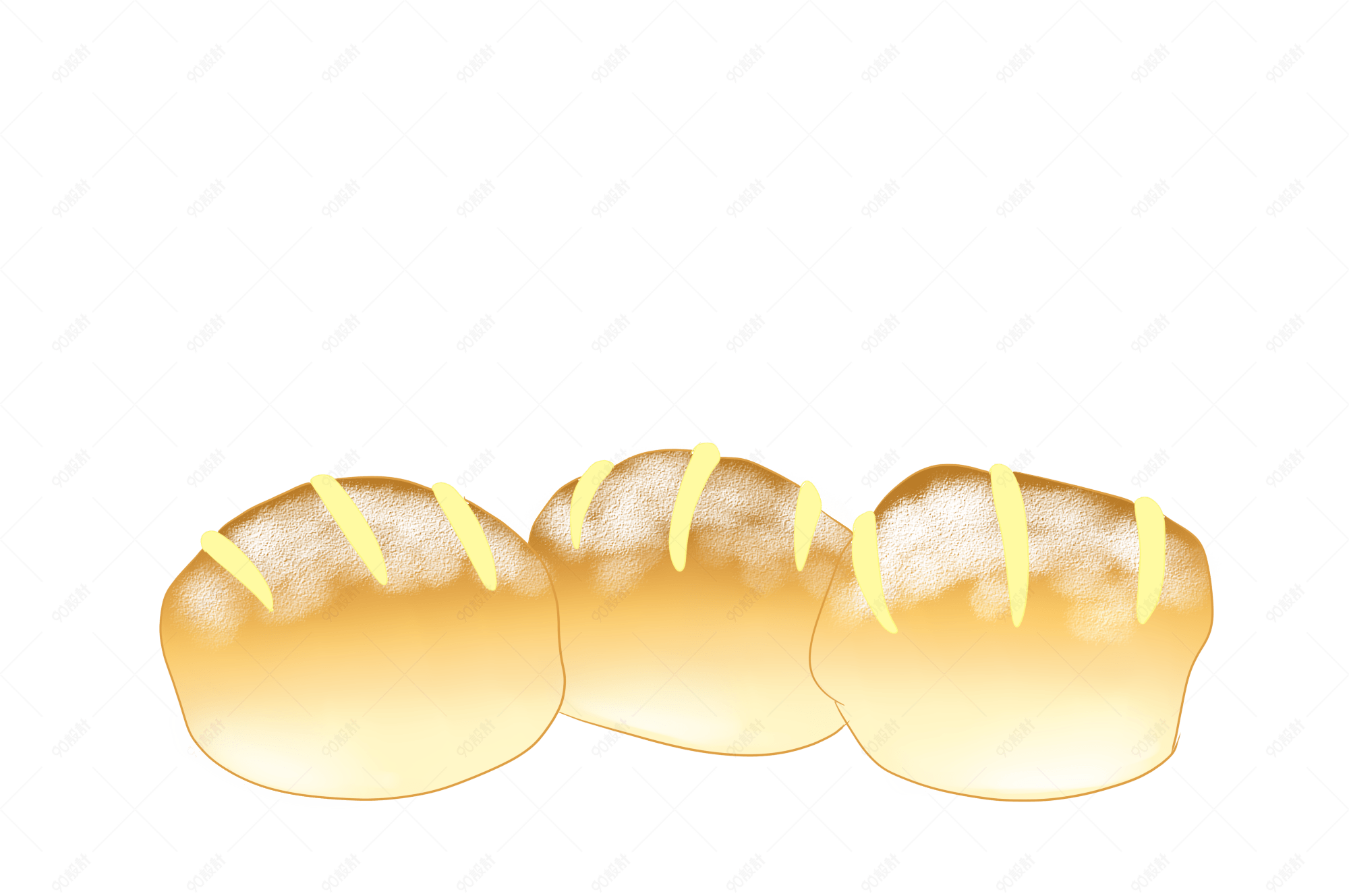 手绘美食芝士烤面包插画