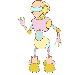 手绘跳舞机器人矢量图