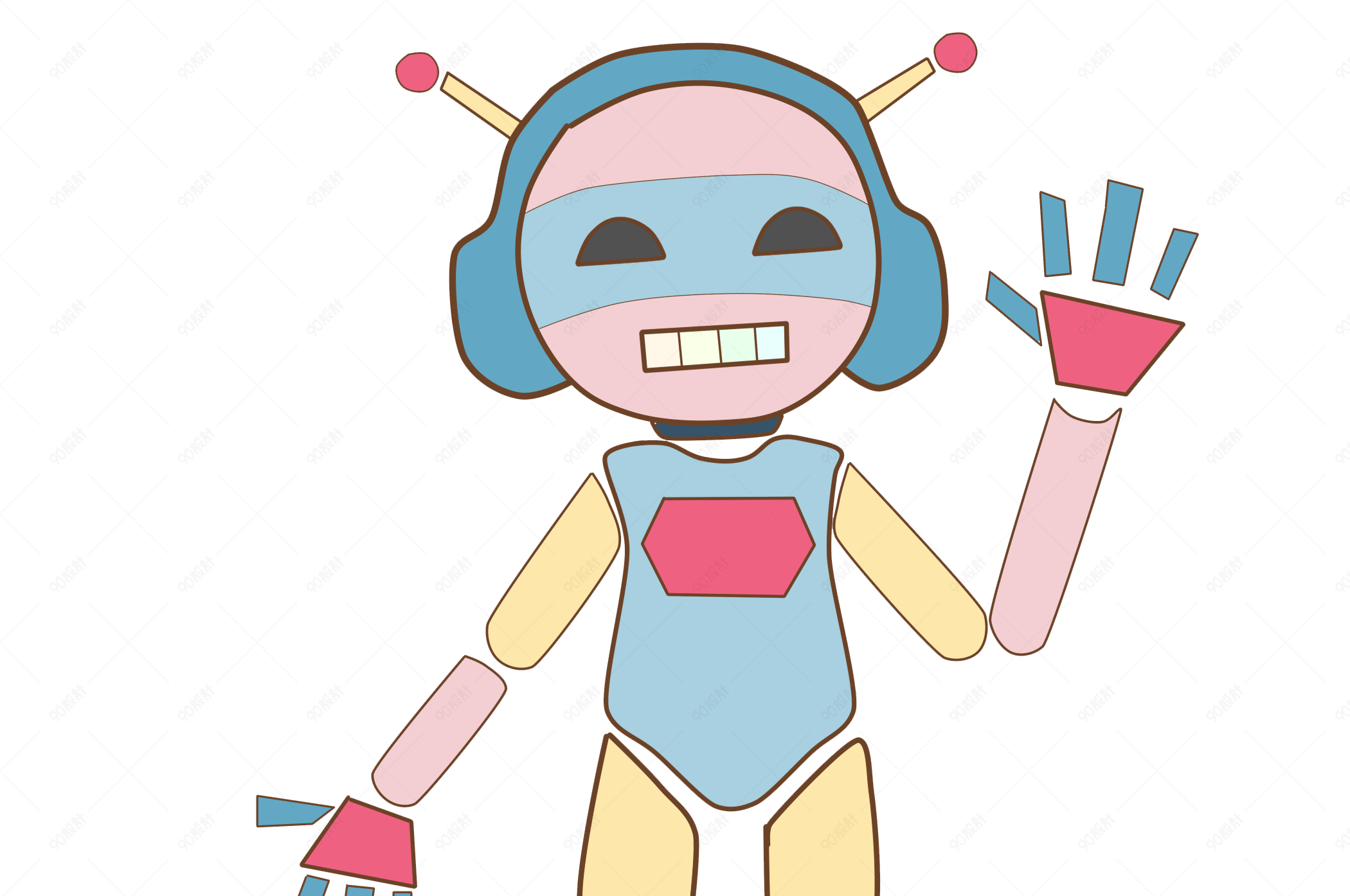卡通跳舞机器人插画