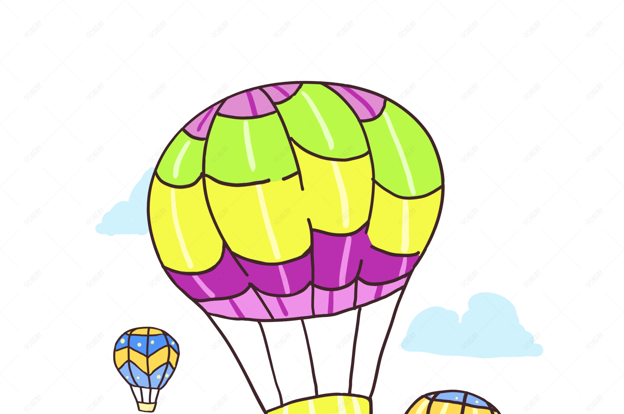 彩色热气球手绘卡通插画