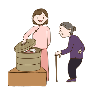 重阳节手绘插画做重阳糕免抠元素下载pngpsd2000*2000创意卡通父亲节