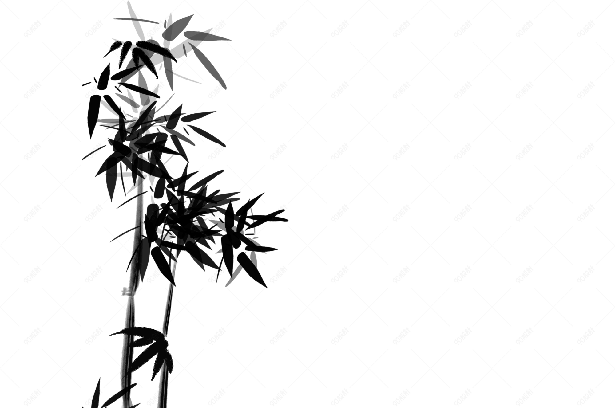 古风黑白水墨竹子