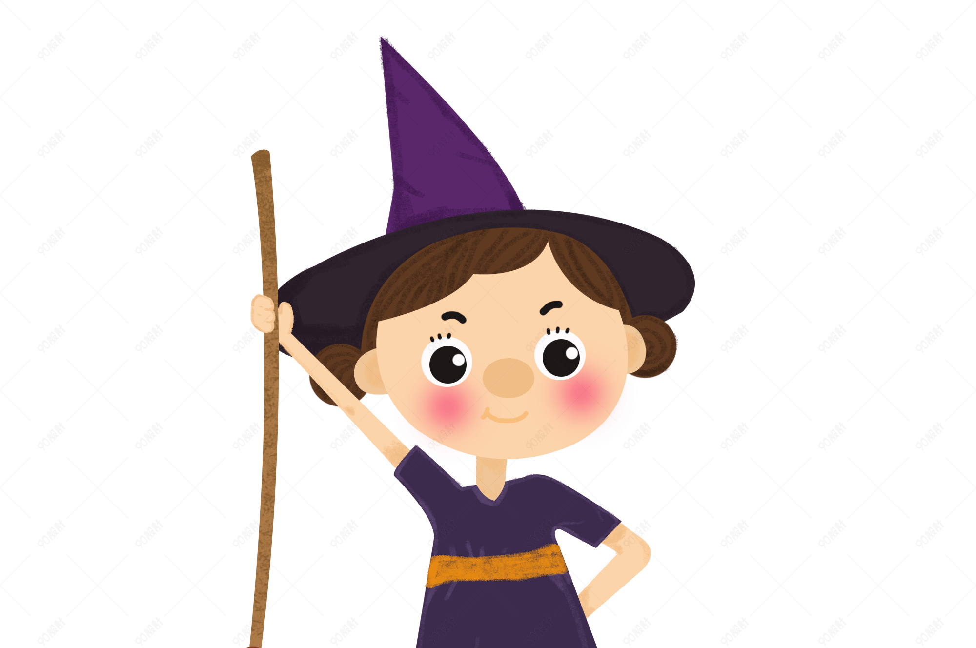 插画万圣节女巫设计素材【免抠元素png】-90设计网