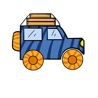 手绘卡通旅行轿车