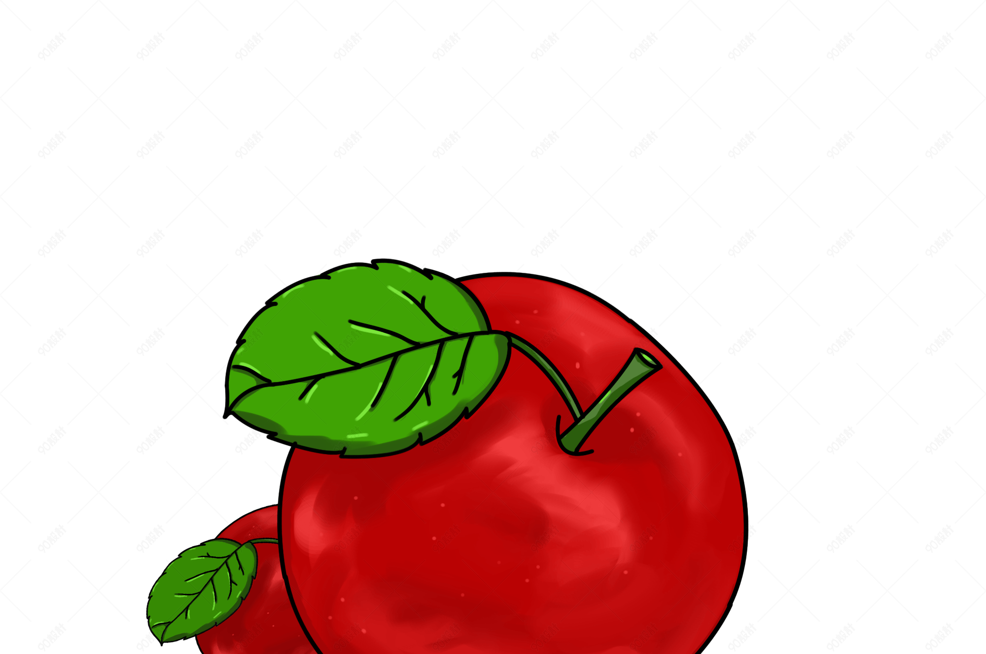 手绘新鲜红色苹果插画