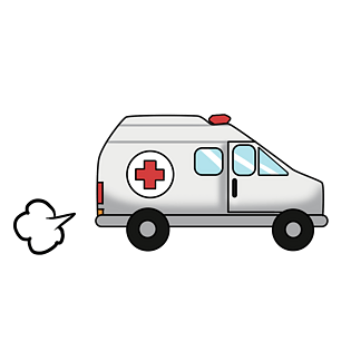 手绘医院救护车插画