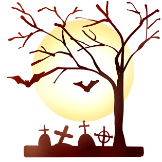 万圣节枯树剪影插画