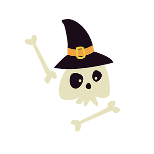 卡通骨头巫师万圣节素材