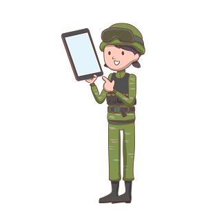 女教官点名军训插画