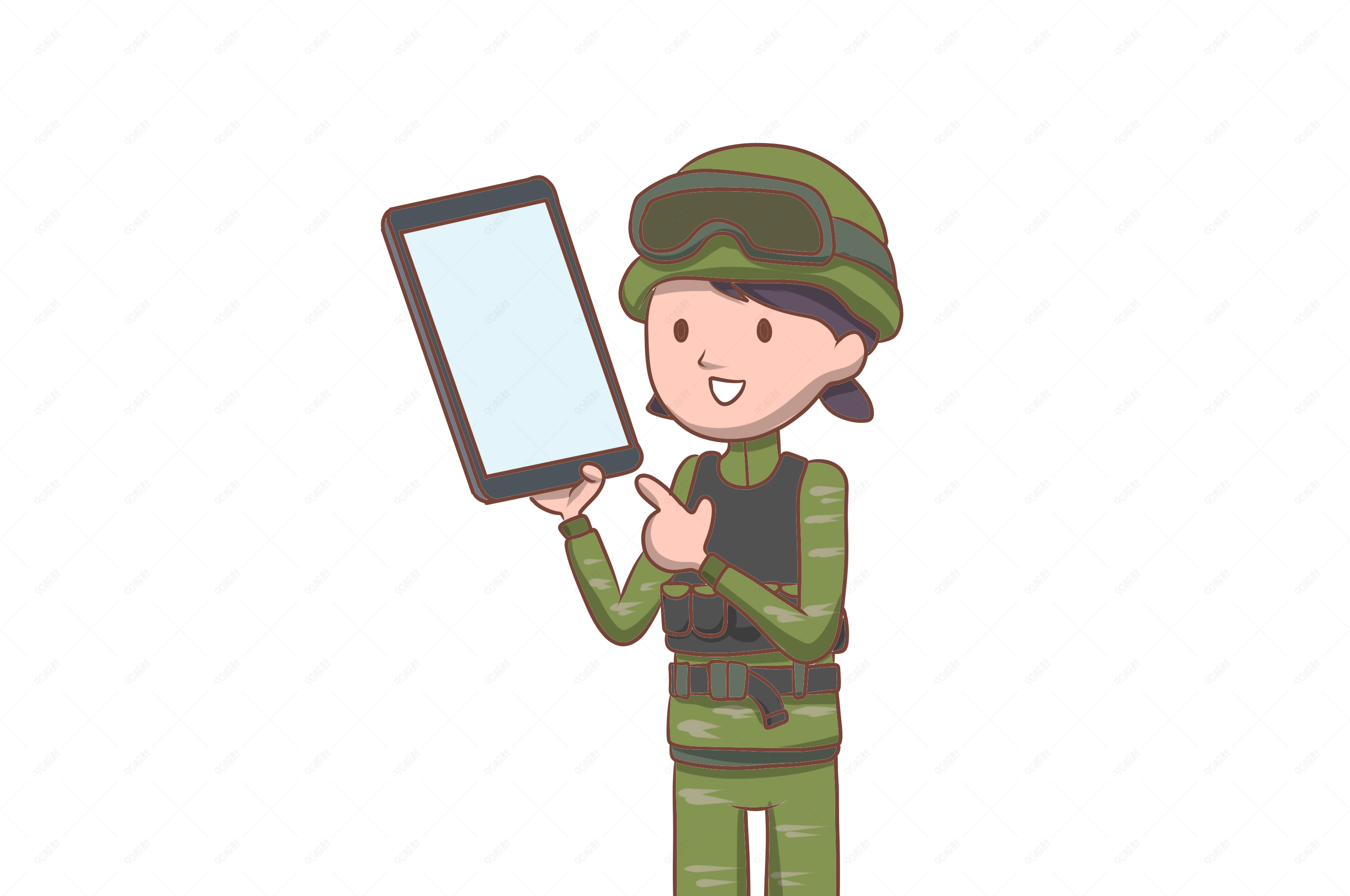 女教官点名军训插画