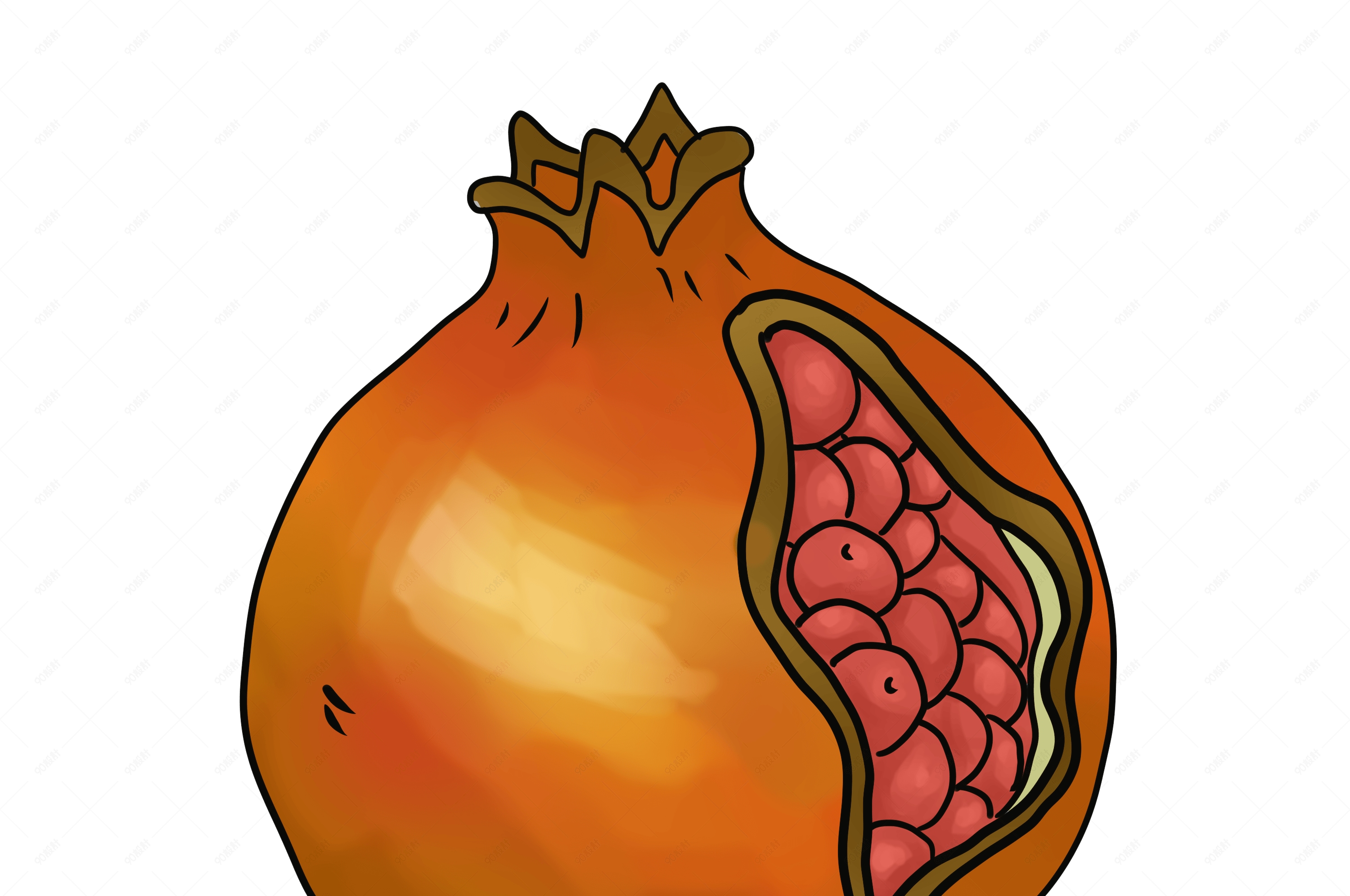 新鲜水果红石榴插画