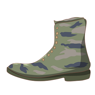手绘军用迷彩战靴插画