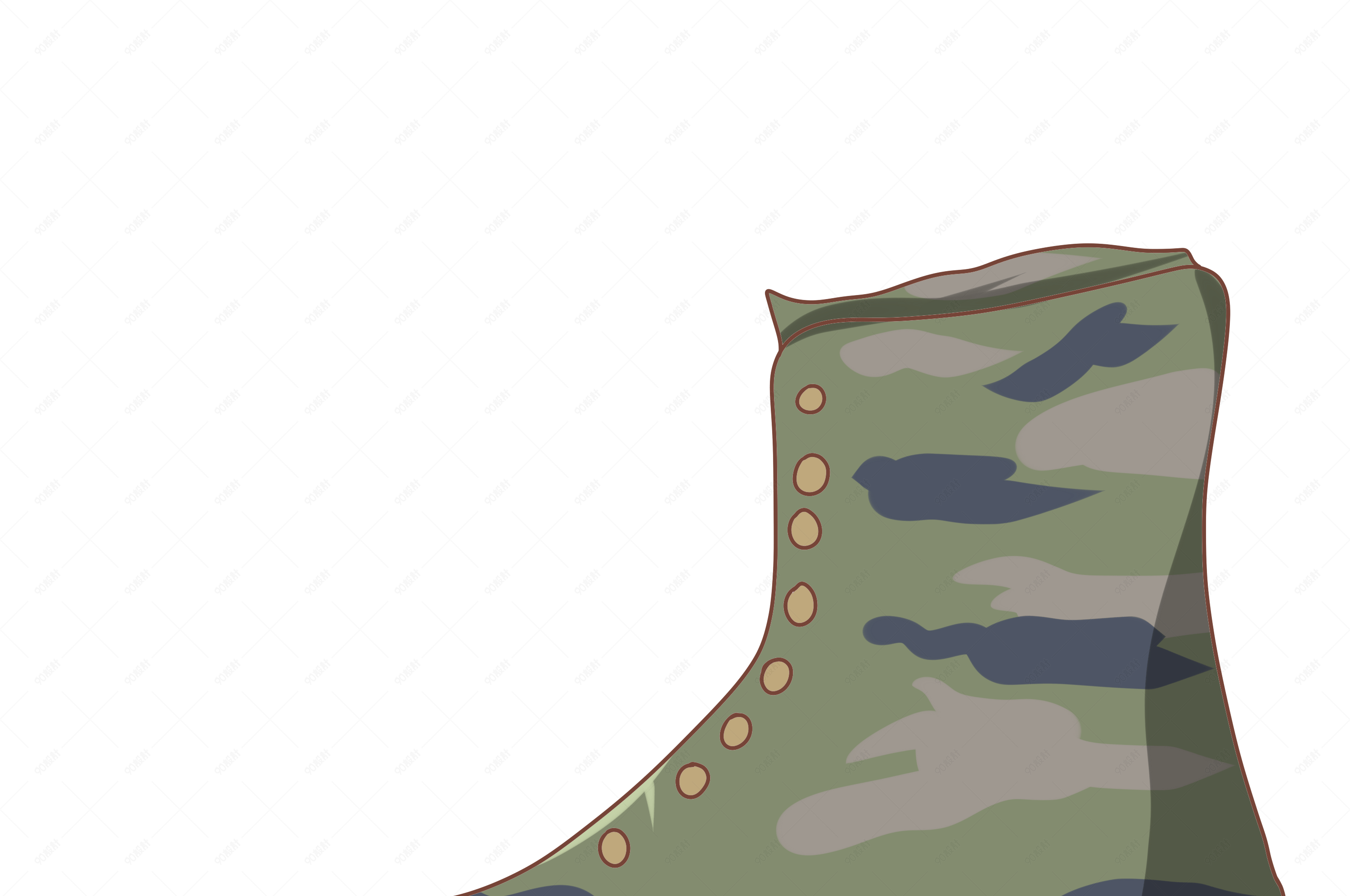 手绘军用迷彩战靴插画 电商元素png 90设计网