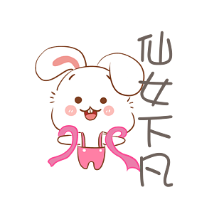 中秋节小白兔表情包仙女下凡插画pngpsd2000*2000手绘卡通可爱梦幻