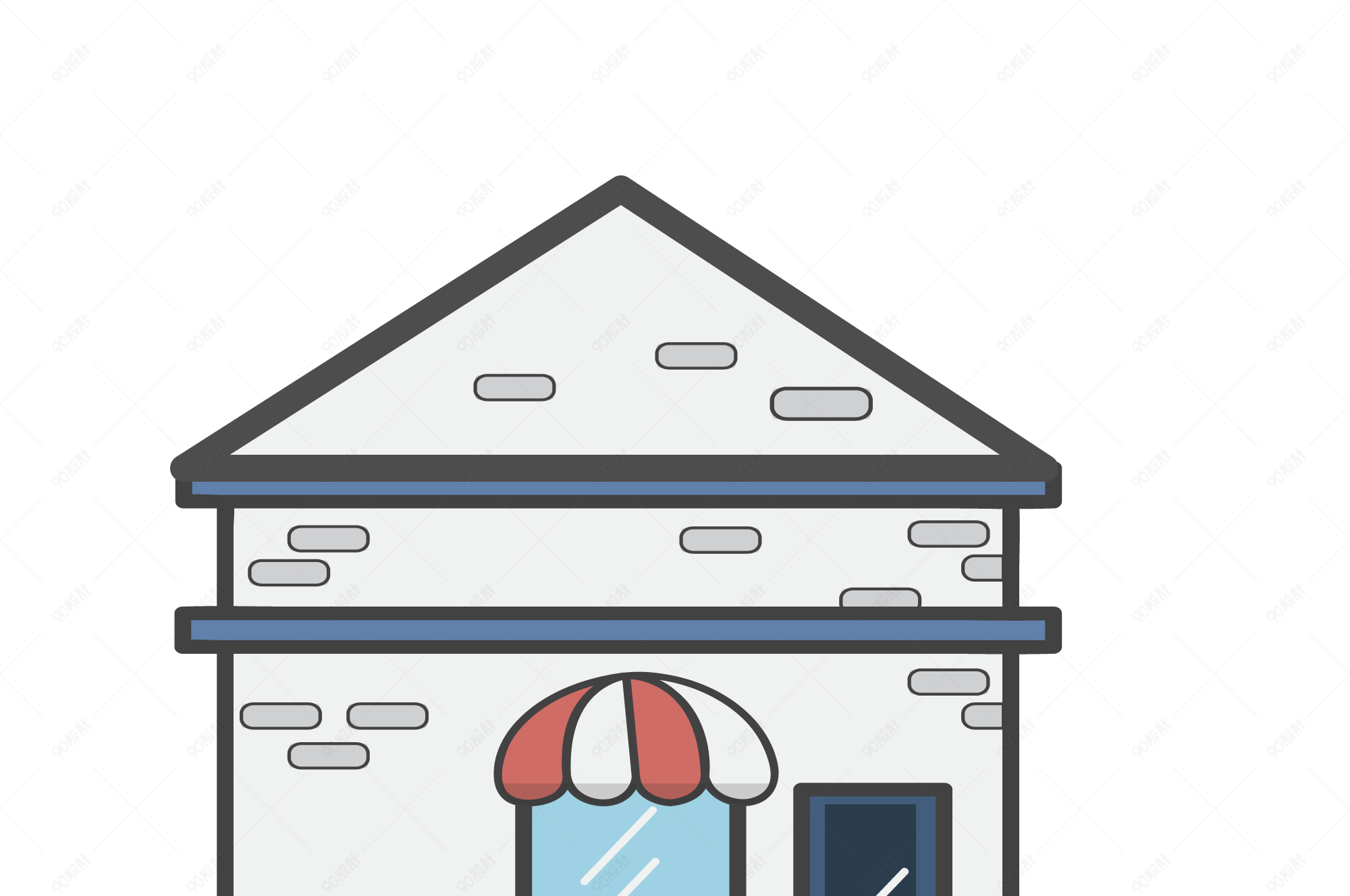 白色房子矢量插画png免抠插画