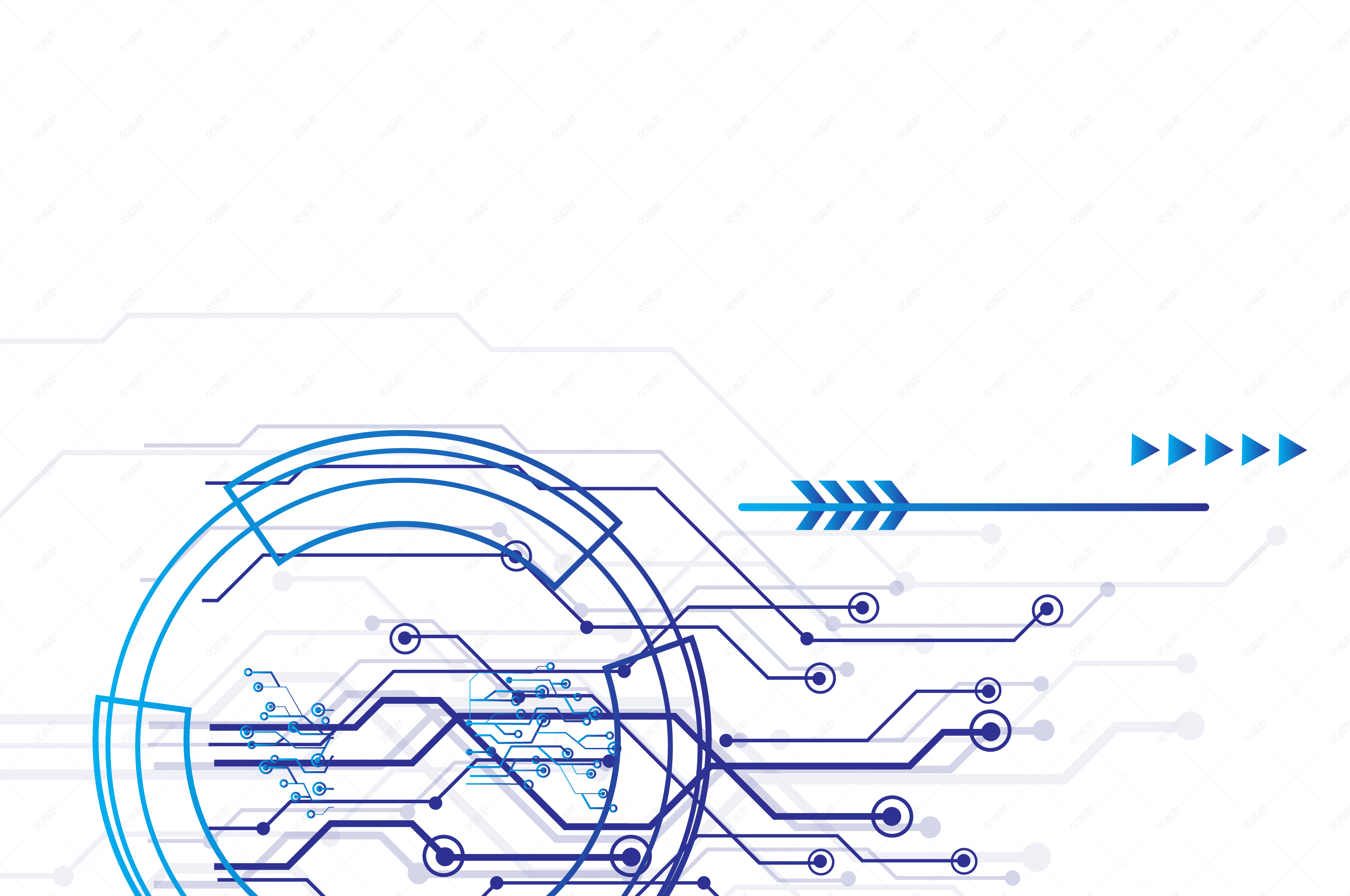 蓝色圆形高科技装饰图案【电商元素png】-90设计网